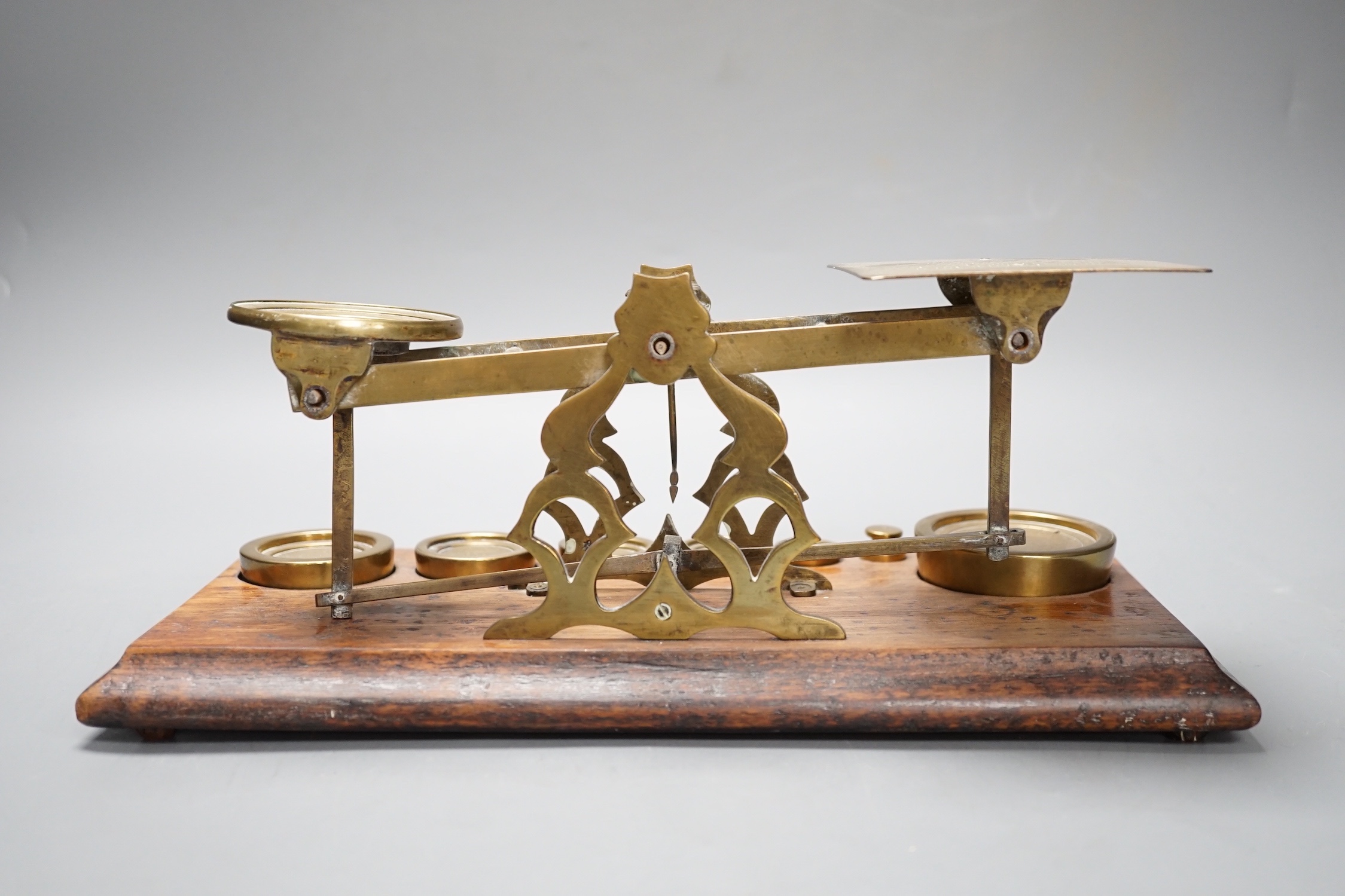 An India & colonies brass and mahogany scale set by S Mordan & co., London